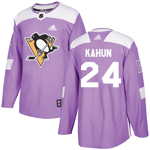 Adidas Pittsburgh Penguins #24 Dominik Kahun Purple Authentic Fights Cancer Stitched Youth NHL Jersey